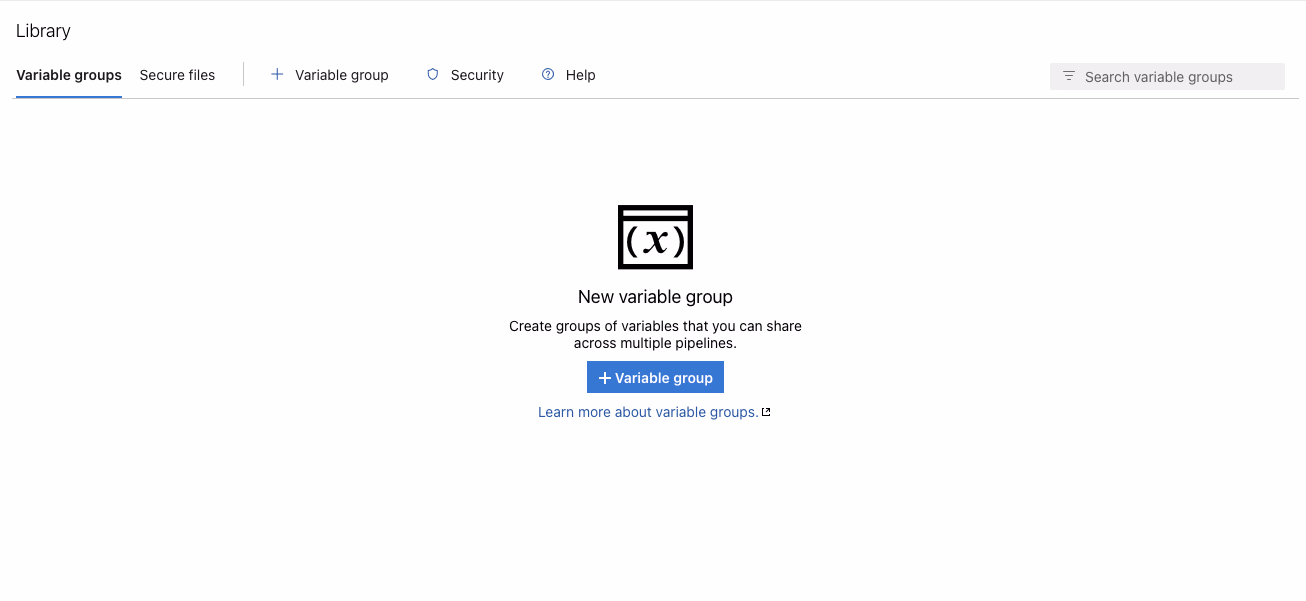 Variable group settings page